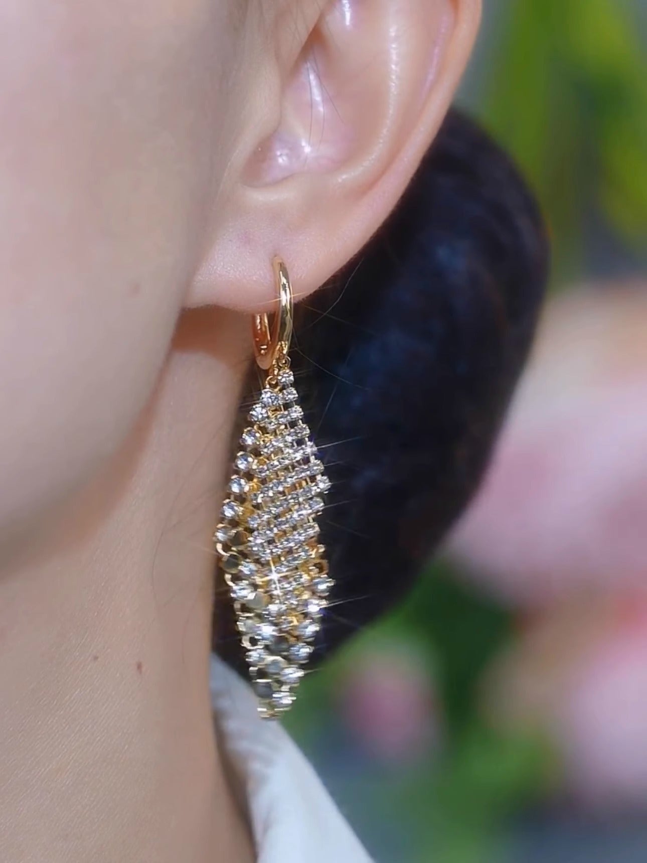 Full Diamond Double-Layer Diamond Earrings Women'S Accessories