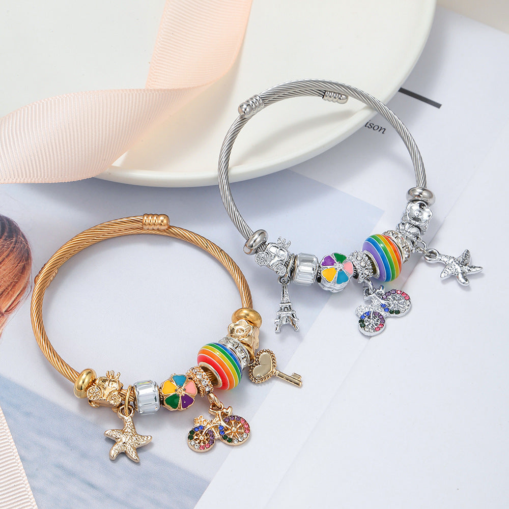 Colorful Bicycle Pendant Childhood Diy Bracelet Jewelry