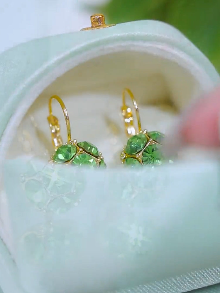 Pendientes elegantes de cristal verde Accesorios para mujer