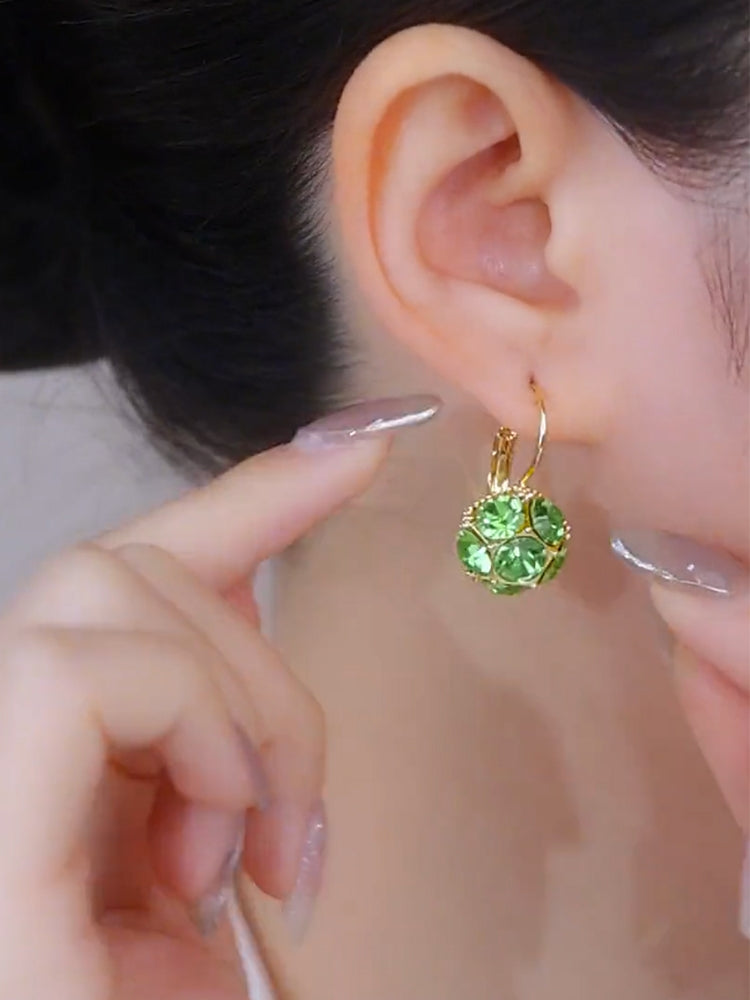 Pendientes elegantes de cristal verde Accesorios para mujer