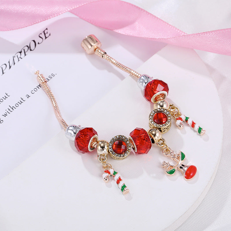 Pulsera navideña con colgante de reno de caramelo, serie roja, regalo de joyería
