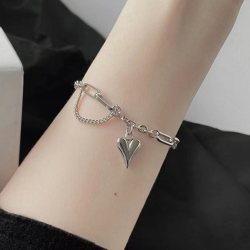 Pulsera de mujer con forma de corazón, elegante y sencilla