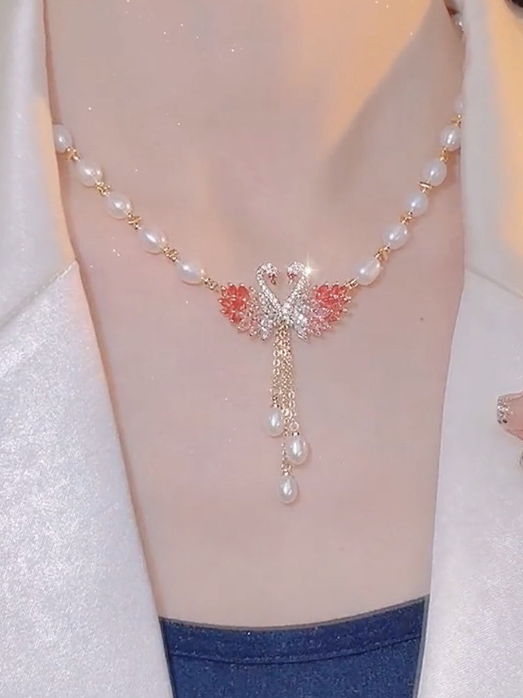 Swan Love Necklace Pearl Necklace Accessories Pendant