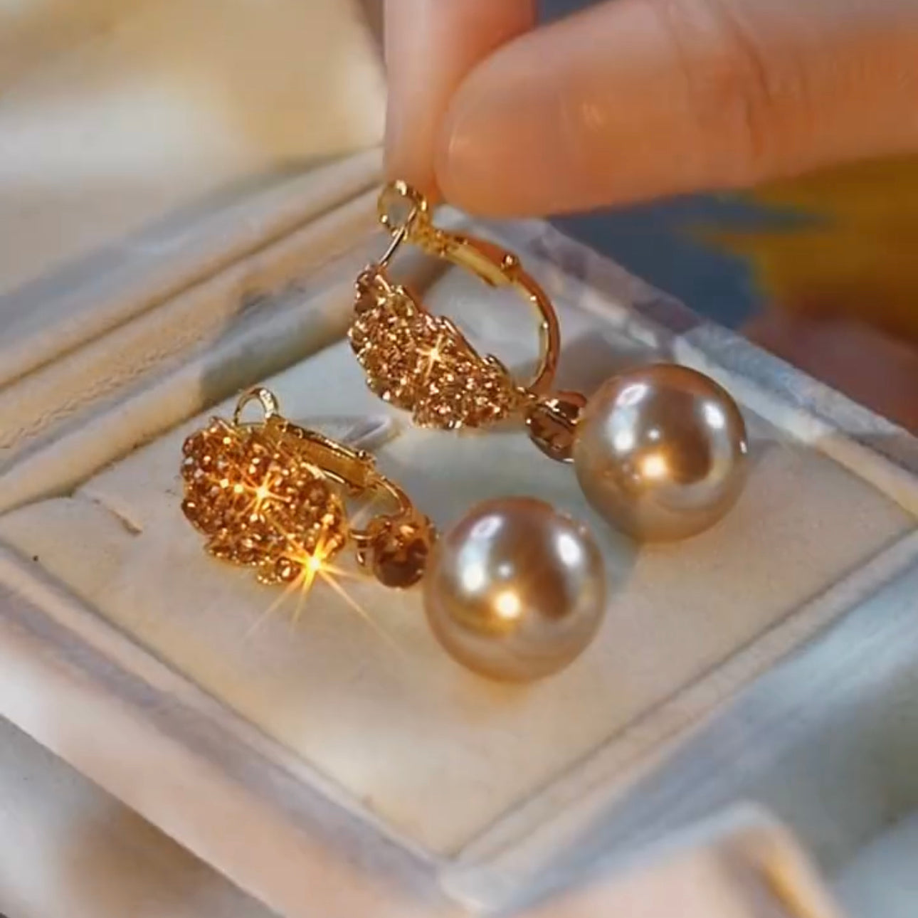 Diamond Leaf Pearl Earrings Elegant Accessories For Women