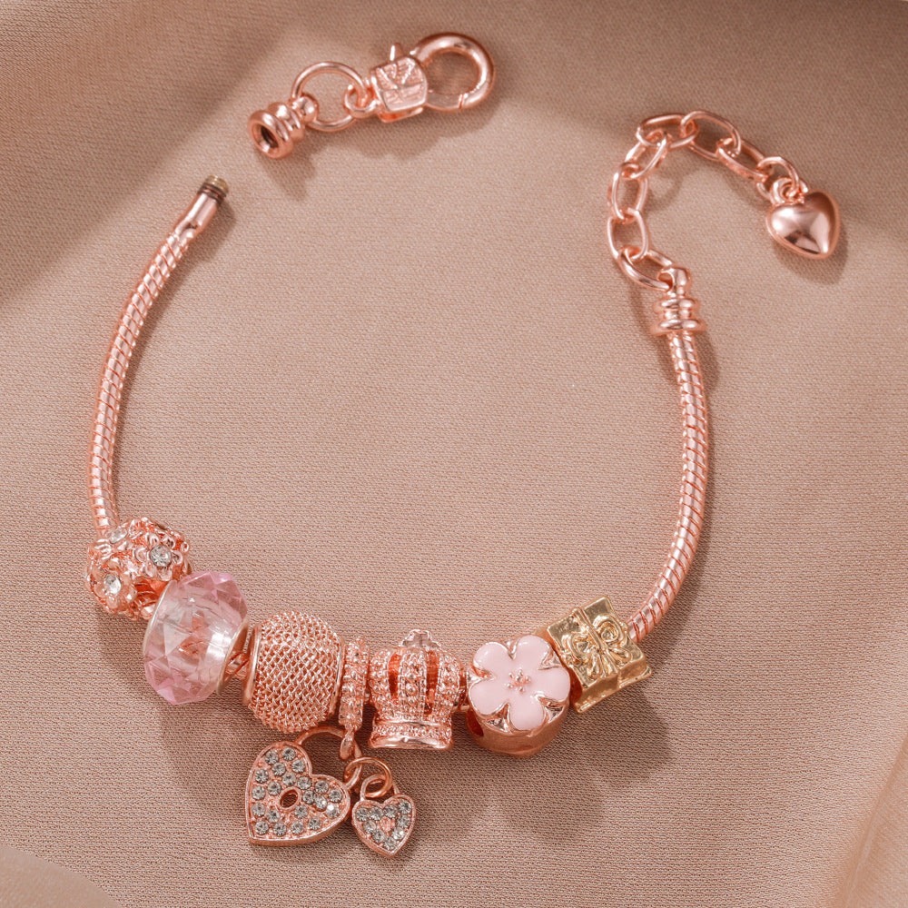 DIY Rosa Kleine Frische Blume Herz Abnehmbare Armband Für Frauen