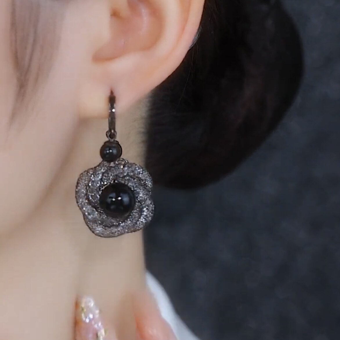 The Enchanting Black Flower Earrings Exude Sophistication