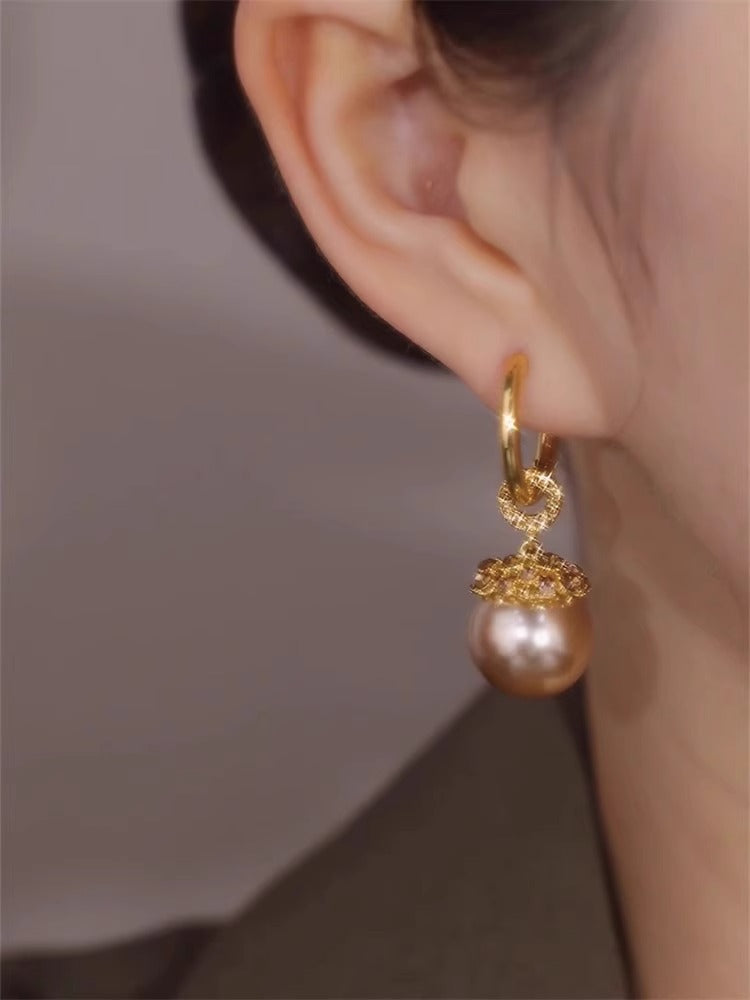 Champagne Elegant Pearl Earrings for Women