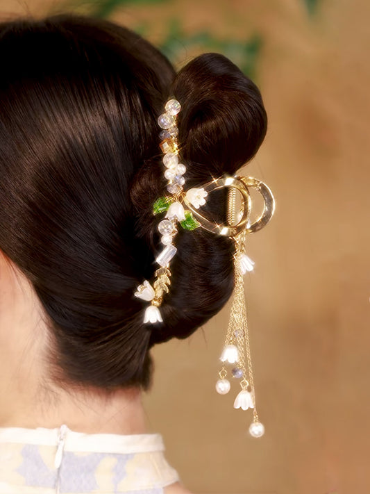Lily Of The Valley Tassel Hairpin High-end Back Of Head Headpiece