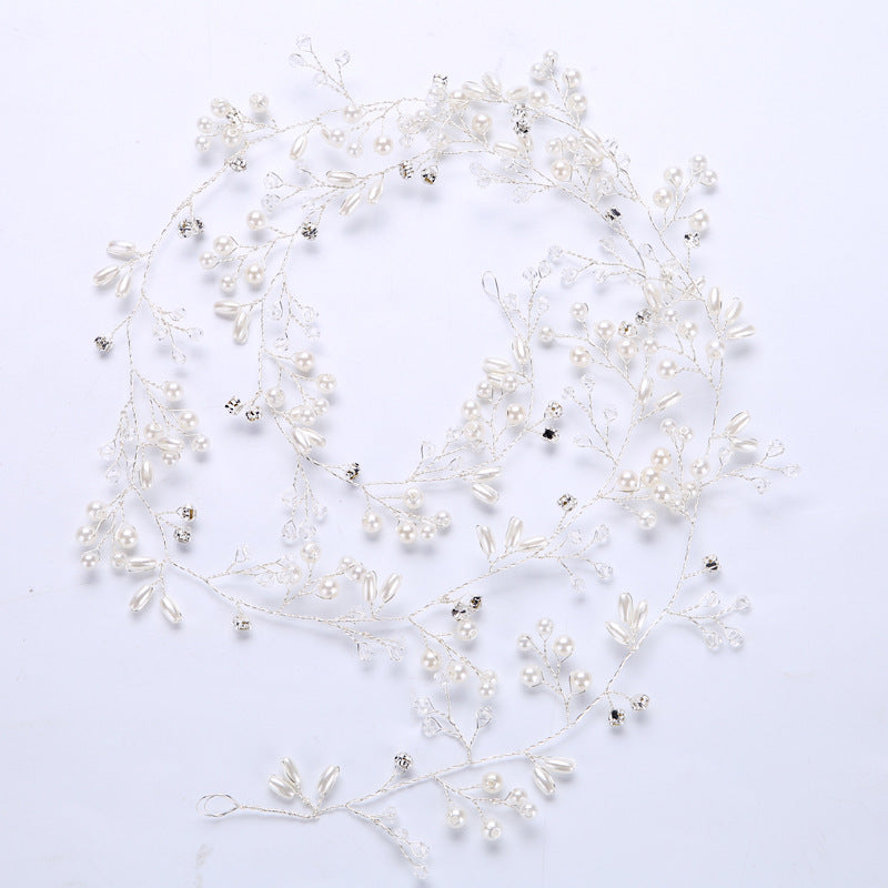 Braut handgemachte geflochtene Perle Haarband Kopfschmuck Hochzeit Kleid Zubehör Brautschmuck