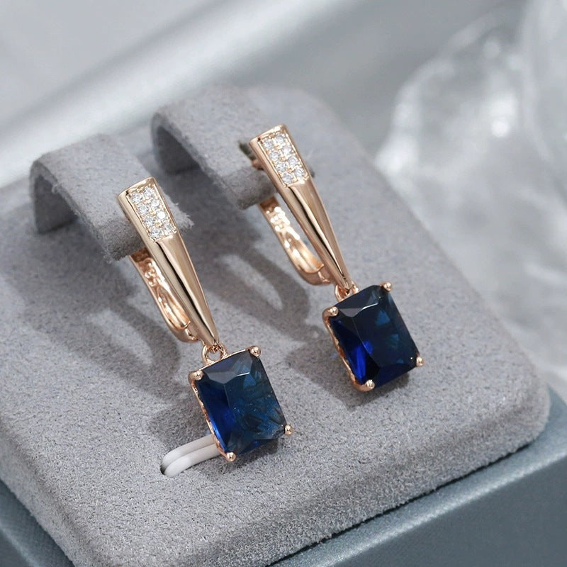 Romantic Rectangular Zirconia Earrings – Elegant Colorful Dangle Earrings for Women, Perfect Gift & Daily Wear