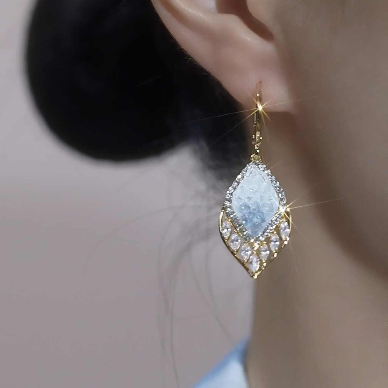 Elegant Gradient Rhinestone Drop Earrings