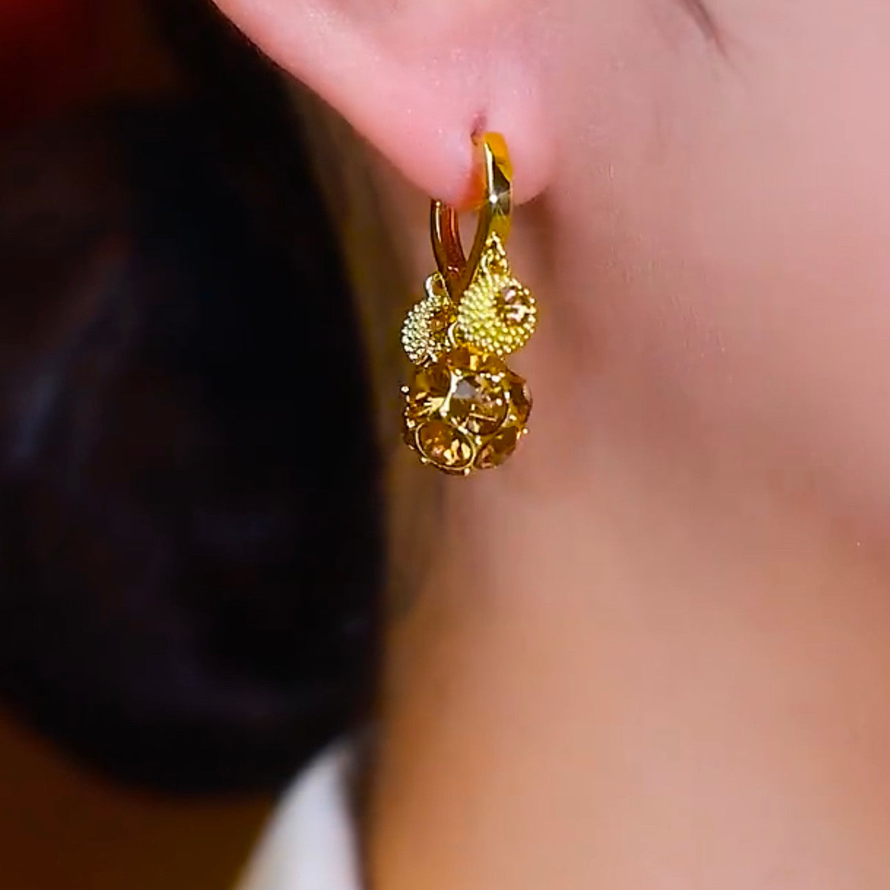 Luxury Crystal Durian Stud Earrings | Elegant Hong Kong Style Statement Jewelry