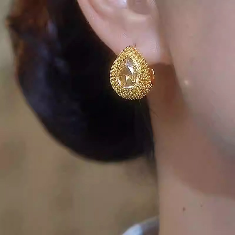 Golden Durian Water Drop Earrings for Women