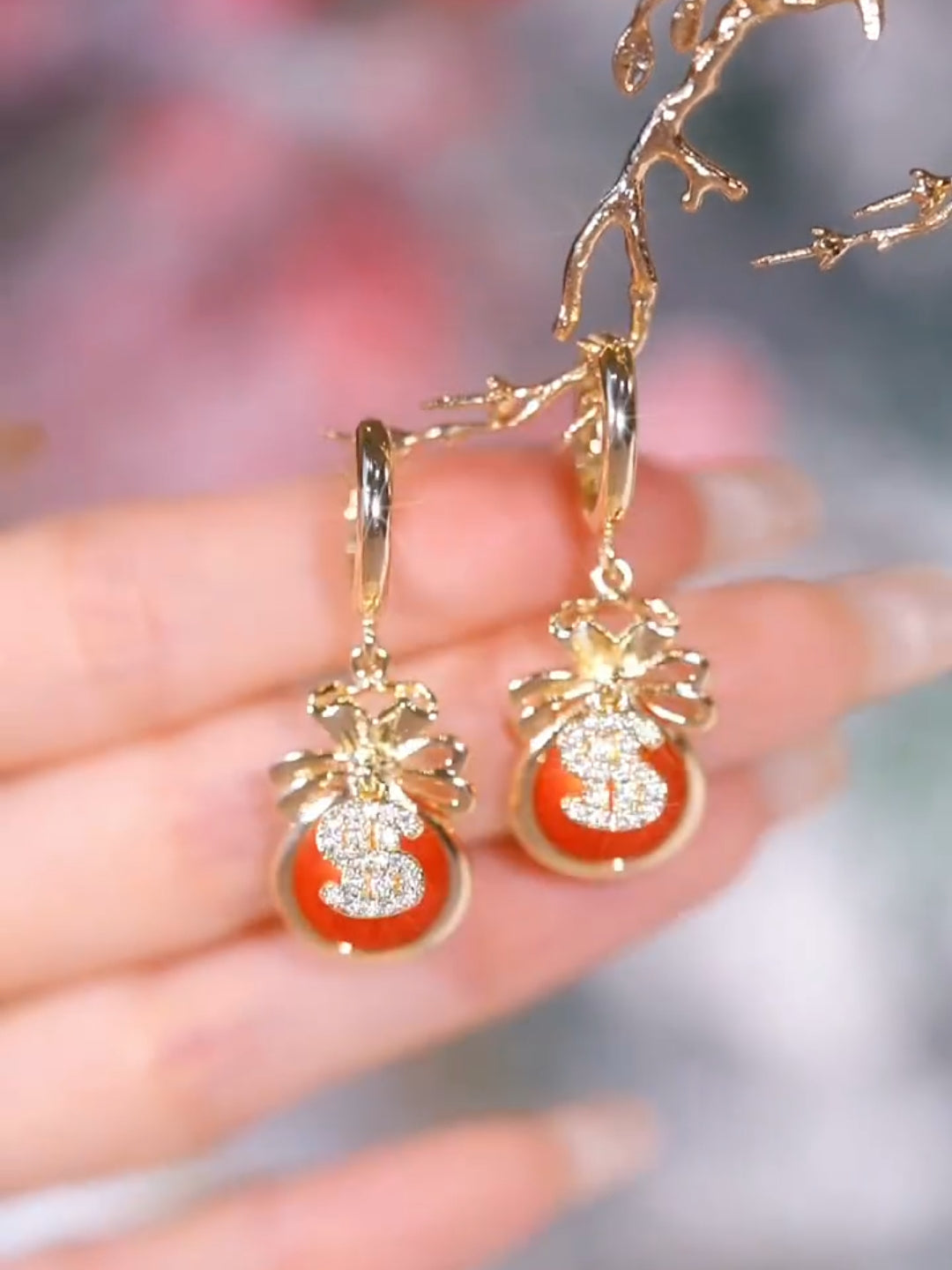 New Year Red Lucky Good Luck Earrings