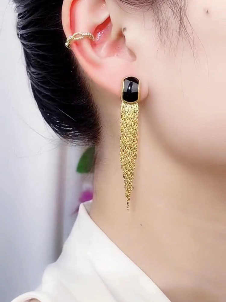 New S925 Sterling Silver Long Tassel Earrings for Women | Luxury Statement Dangle Earrings
