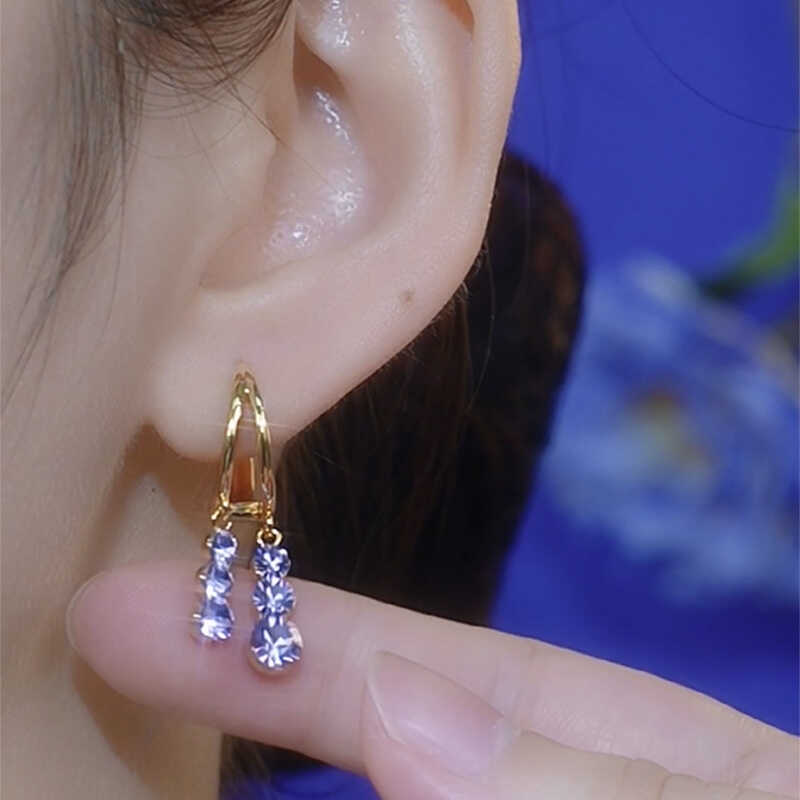 Simple Purple Rhinestone Tassel Earrings Female Designer Accessories