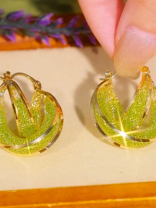 Fashionable And Elegant Green Crystal Zirconia Earrings