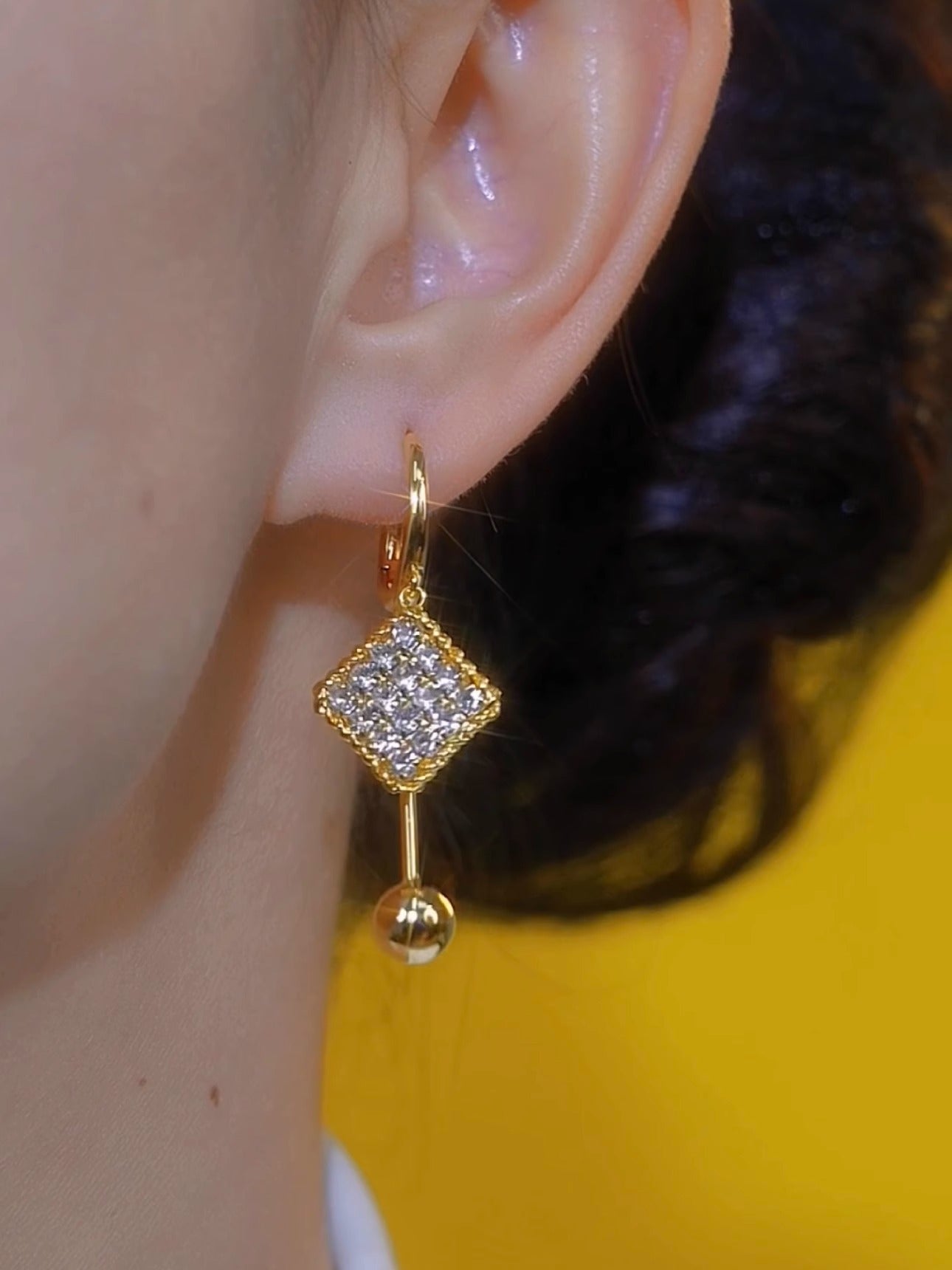 Square Zircon Tassel Earrings Women'S Accessories
