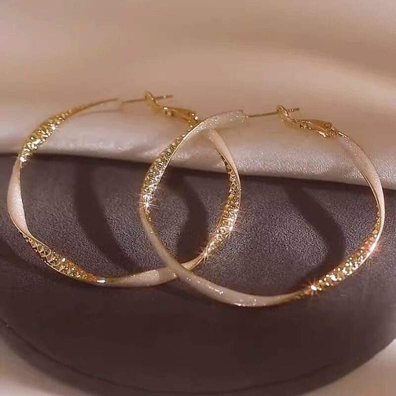Women's Vintage-Style Red Enamel Hoop Earrings