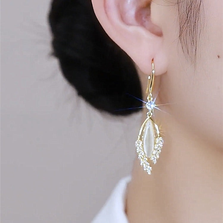 Wheat Cat's Eye Geometric Earrings New Design Temperament Earrings