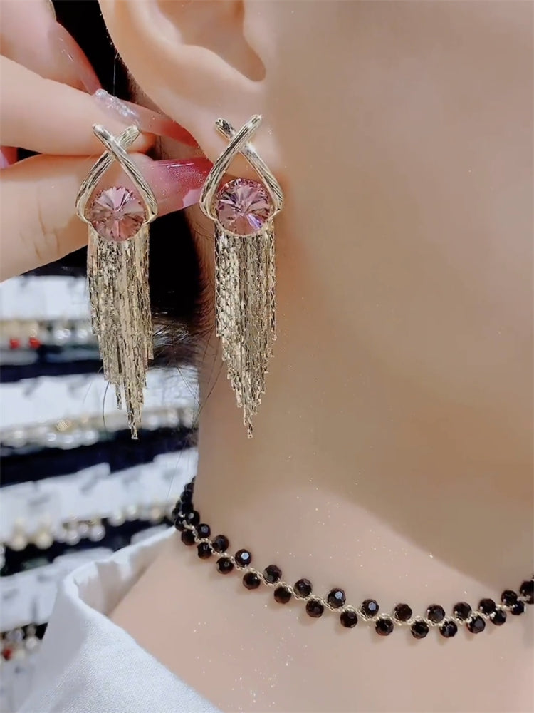 Sterling Silver Needle Personality Tassel Earrings