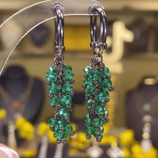Stylish Green Tassel Long Earrings Trendy Accessories
