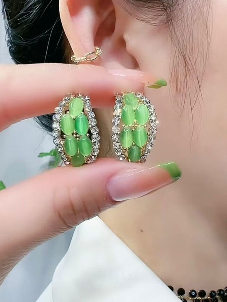 Women's Super Flashy Blue Earrings New Style Retro Style Versatile Earrings