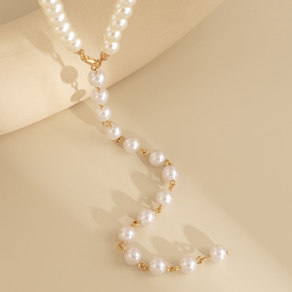 Vintage Y-förmige Perlenkette Temperament Lange Imitationsperlen Quastenkette Weibliches Accessoire