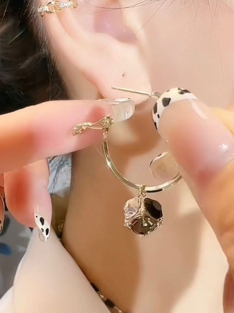 S925 Sterling Silver Needle Diamond Crystal Earrings