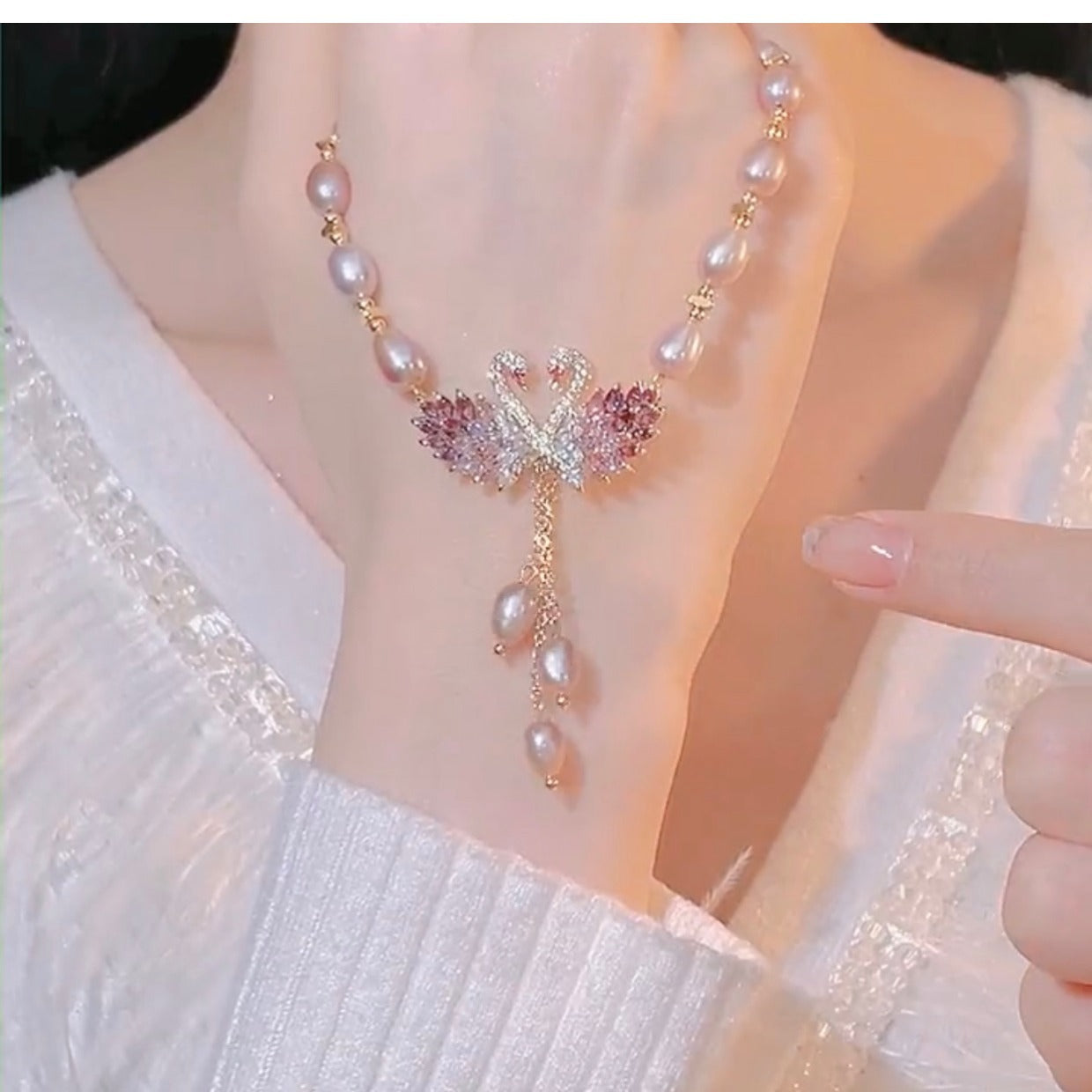 Swan Love Necklace Pearl Necklace Accessories Pendant