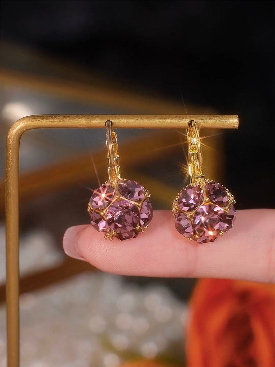 Pendientes de circonita morada de lujo con luz superbrillante, diseño femenino, accesorios de moda