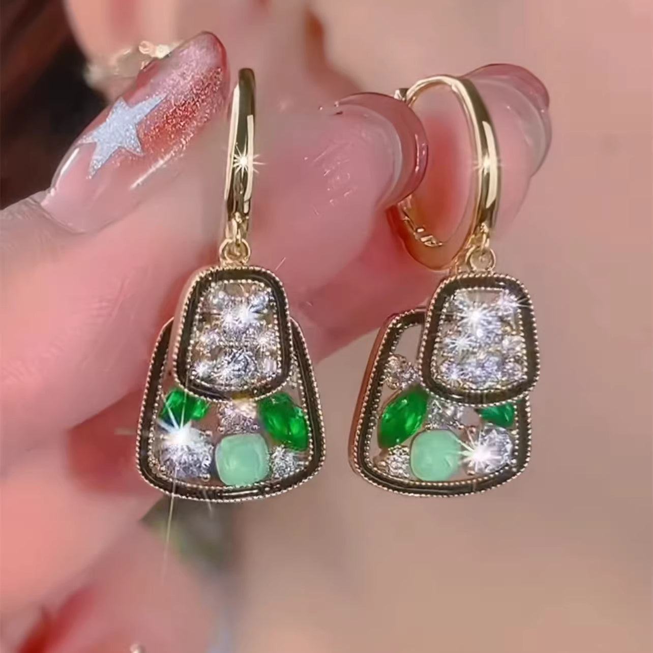 Geometric Rhombus Crystal Earrings For Women