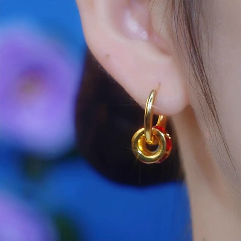 Micro-Painted Red Small Waist Earrings For Women