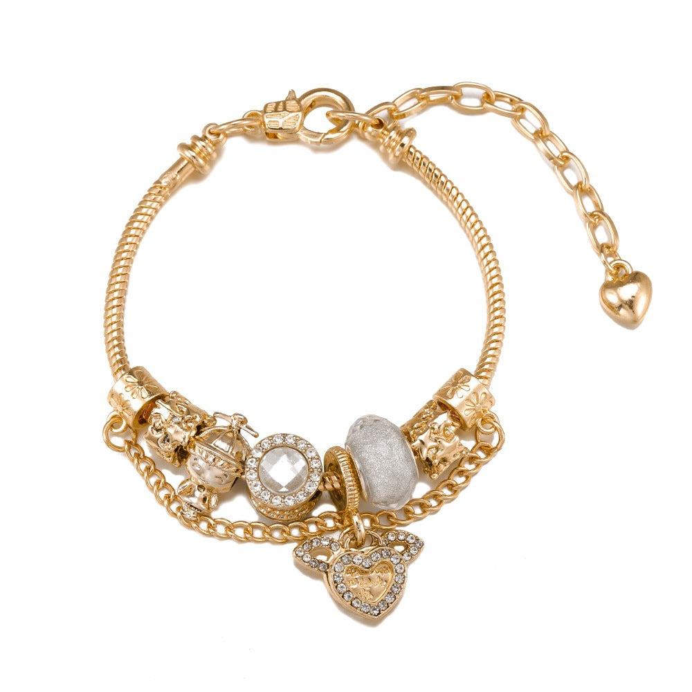 Angel Wing Bracelet DIY Diamond Heart Cupid Pendant Jewelry