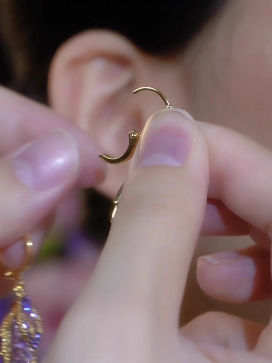 Purple Zircon Leaf Earrings For Women Elegant Style