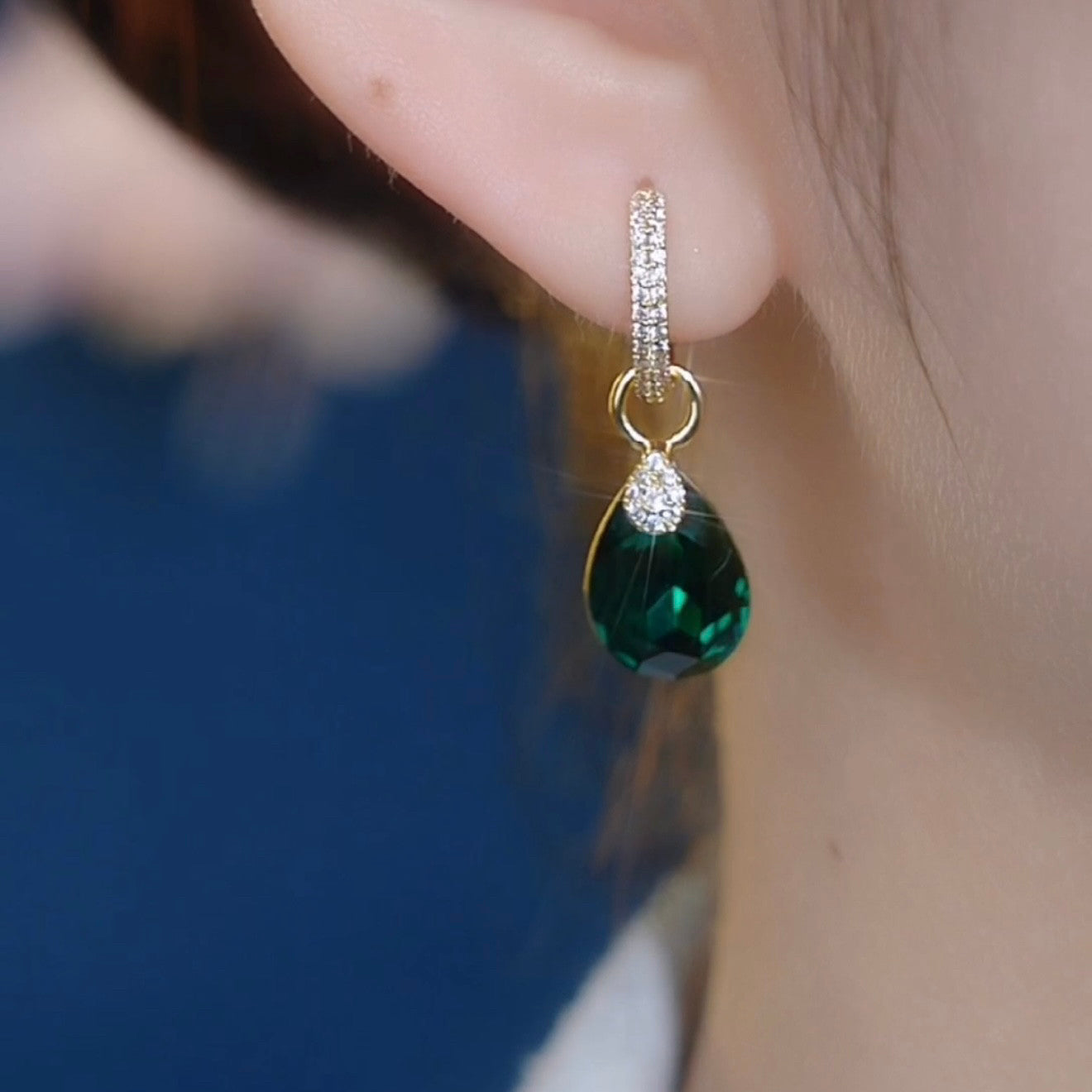 Green Zircon Teardrop Drop Earrings – Elegant Luxury Statement Jewelry for Women