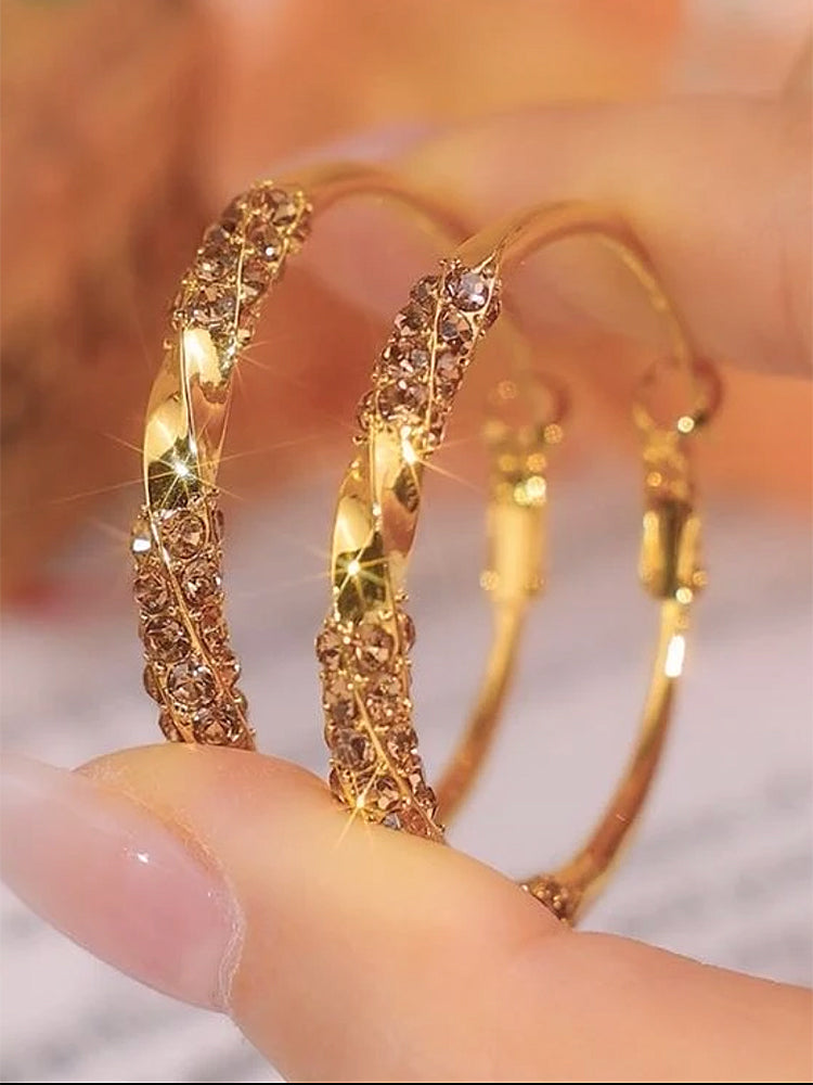 Light Luxury Design Copper Alloy Large Hoop Earrings Accessories for Women
