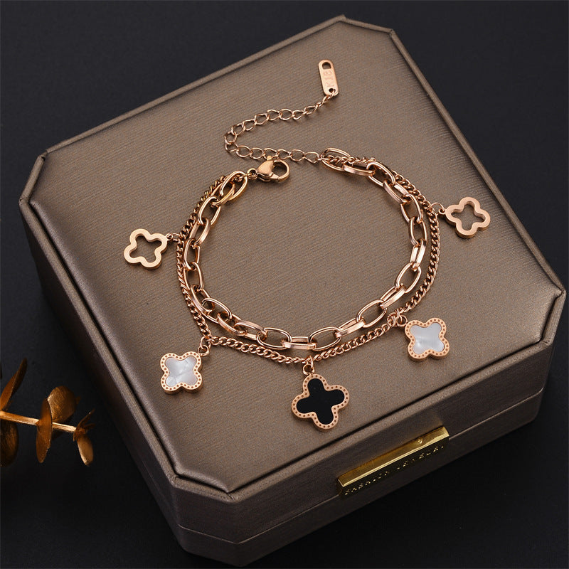 Fashionable All-match Four-leaf Clover Bracelet For Women