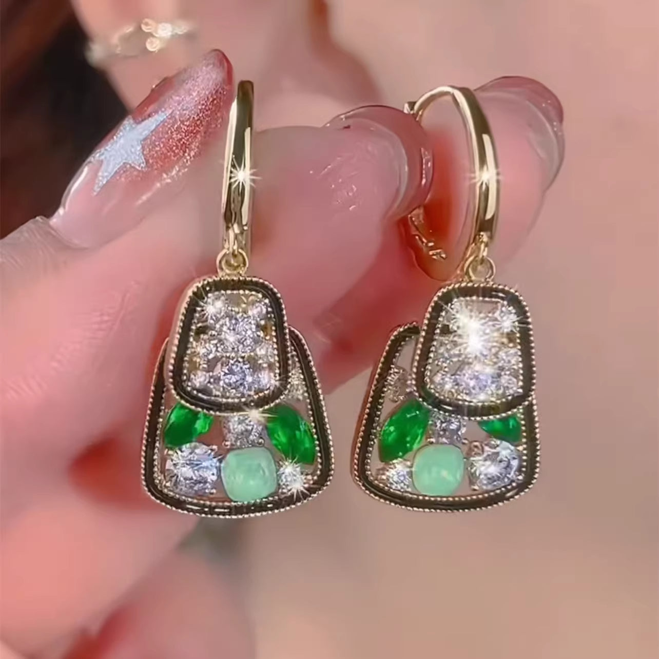 Geometric Rhombus Crystal Earrings For Women