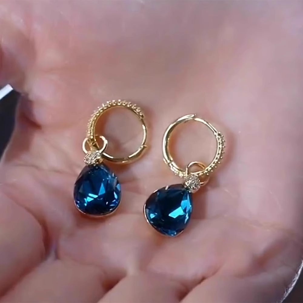 Blue Crystal Zircon Earrings Women's Accessories