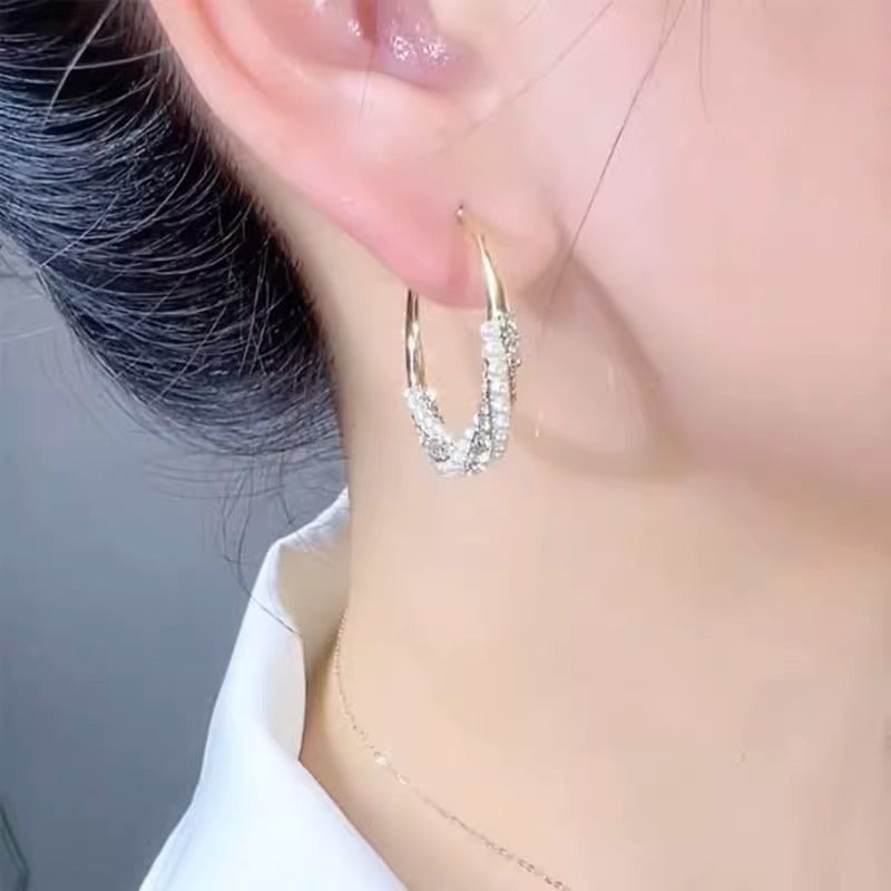 Design Sense Temperament Trendy Circle Pearl Earrings
