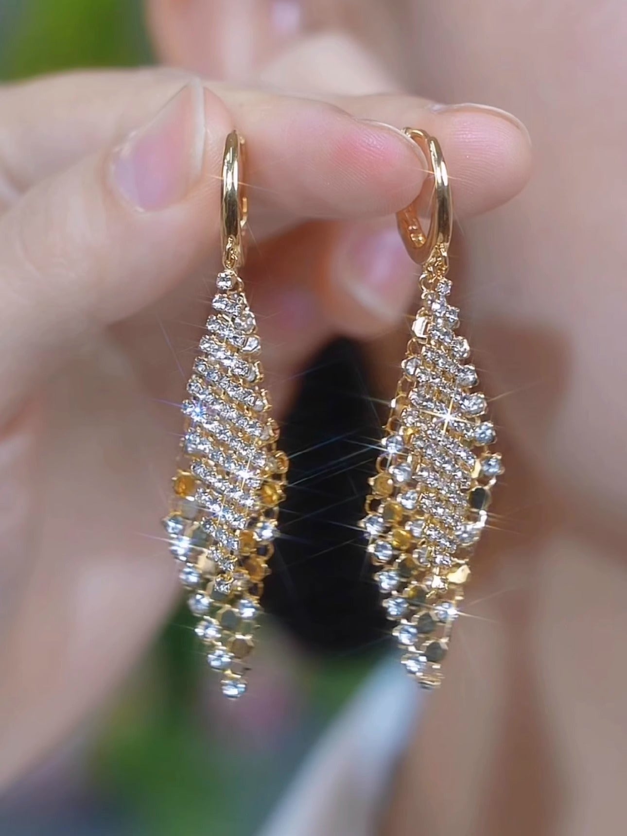 Full Diamond Double-Layer Diamond Earrings Women'S Accessories