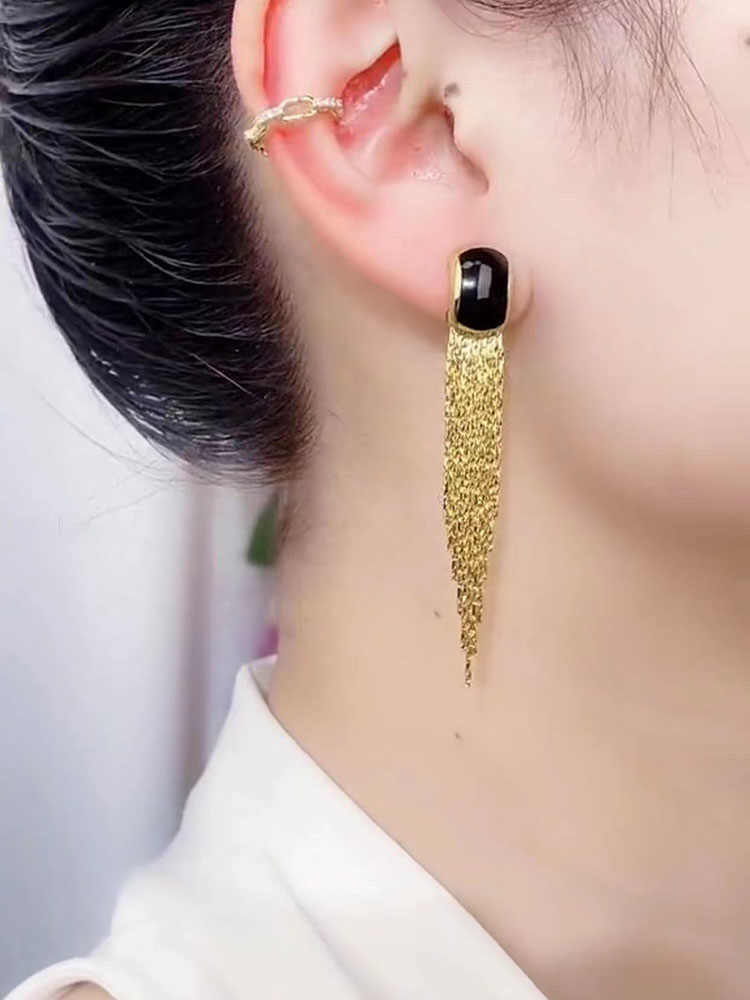 New S925 Sterling Silver Long Tassel Earrings for Women | Luxury Statement Dangle Earrings