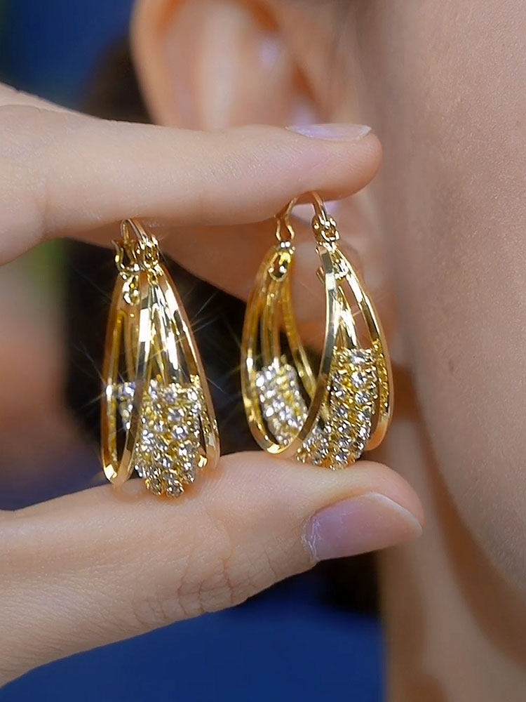 Women's Fashionable And Unique Multi-layered Zircon Earrings With Diamond Accents