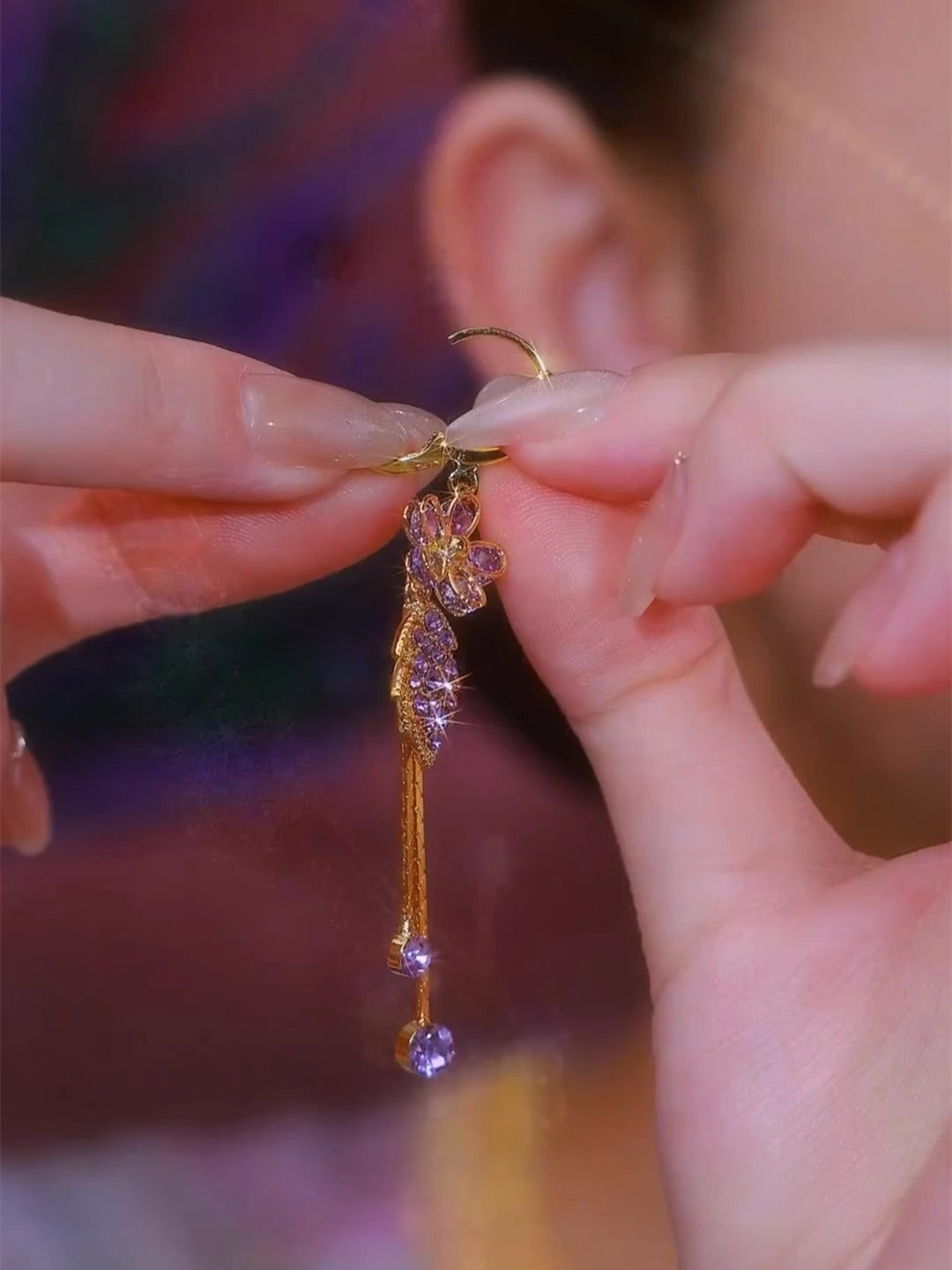 Fashionable And Exquisite Flower Leaf Zircon Earrings For Women