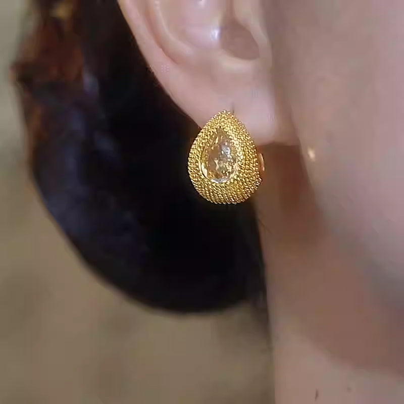 Golden Durian Water Drop Earrings for Women