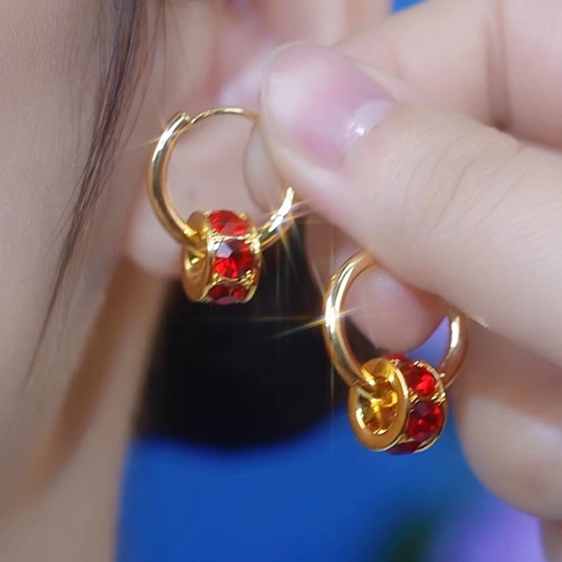 Micro-Painted Red Small Waist Earrings For Women