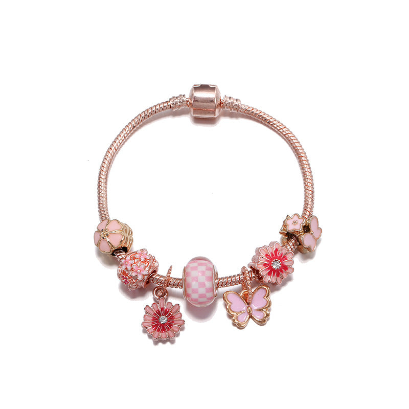 Frischer Handschmuck Schmetterling Liebesblumenarmband Kleines Gänseblümchen Goldener Schmetterling Anhänger Schmuck