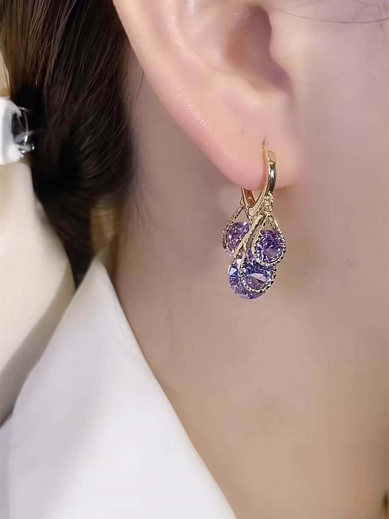 Exquisite Purple Crystal Earrings for Women Accessories
