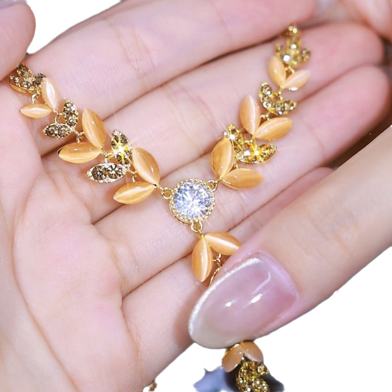 Zircon Wheat Ear Temperament Tassel Necklace Women'S All-Match Sweater Chain